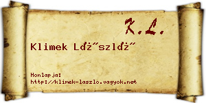 Klimek László névjegykártya